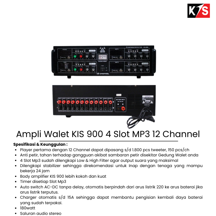 Ampli Walet KIS 900 4 Slot MP3 12 Channel